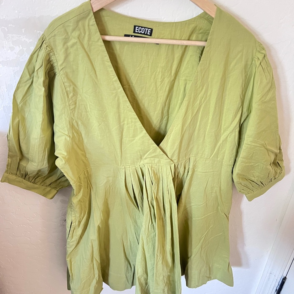 Ecote for Urban Outfitters Women's Green V-Neck mini dress
